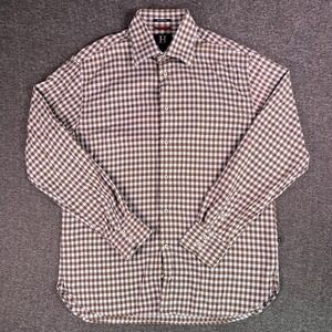 Vintage Y2K Hilfiger Shirts Mens L Brown Check Long Sleeve Button Up 80s 2 Ply‎